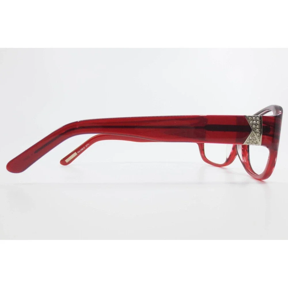 Solvari Sydney 2 Burgundy Red Striped Rhinestone Eyeglass Frames 58-16-134 39730